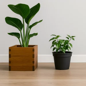 گلدان پلاستیکی چوبی